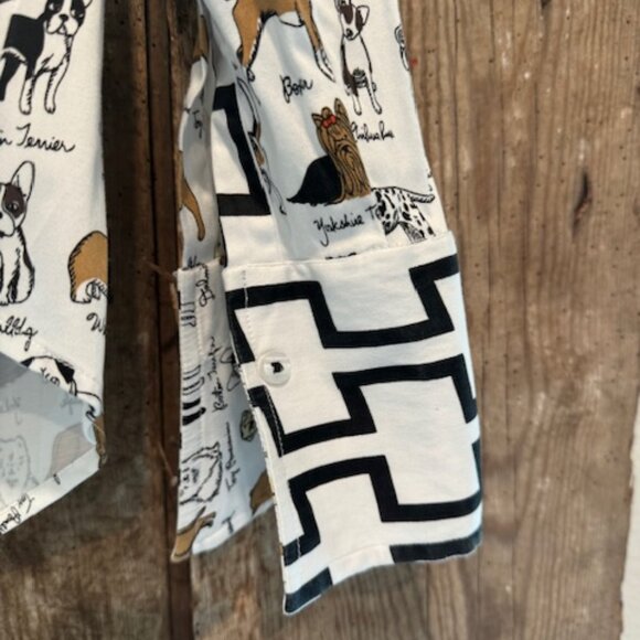 LIZZIE XS Cotton white button down blouse, with a variety of dogs throughout. - Picture 2 of 3